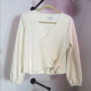 Madewell Cream Knit Wrap Top – Size Medium